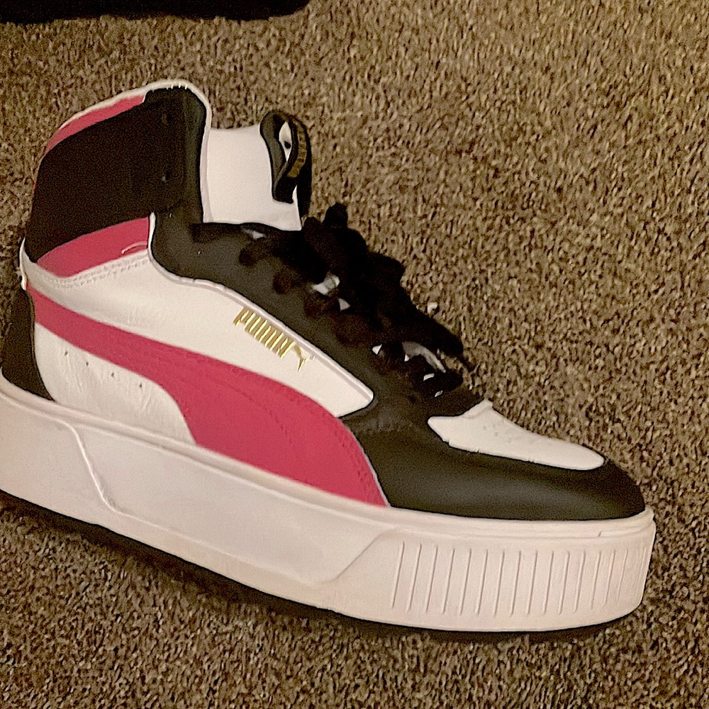 Black, Pink, White small platform puma shoes